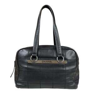 CHANEL Black Leather Boston Bag